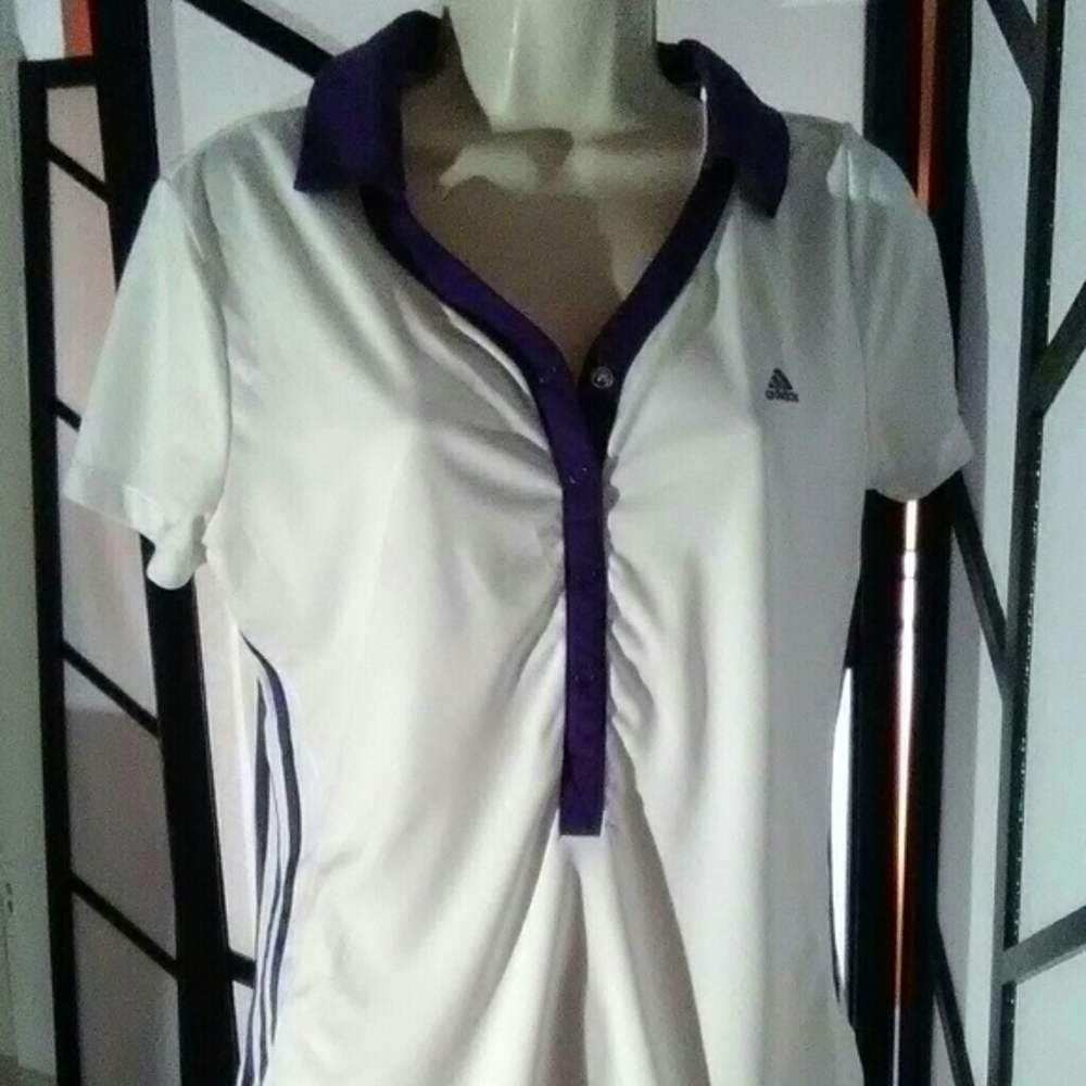 Adidas Women's White Purple tennis Top Size Large